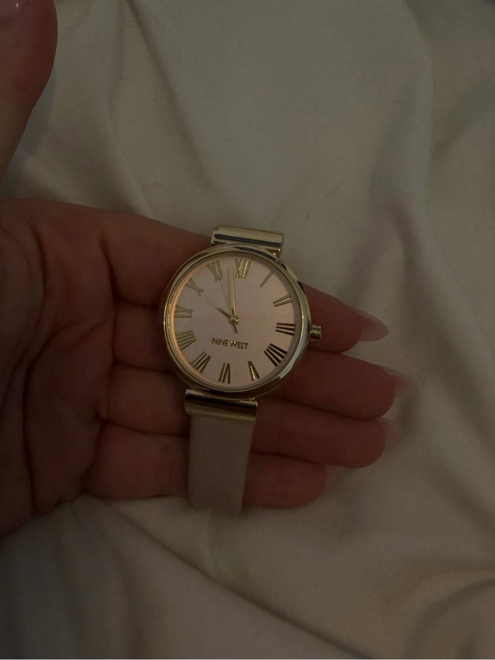 Nine West Blush Leather Strap Watch with Gold-Tone Case